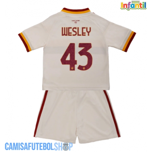 Camisa de time de futebol AS Roma Wesley Franca #43 Replicas 2º Equipamento Infantil 2026-27 Manga Curta (+ Calças curtas)